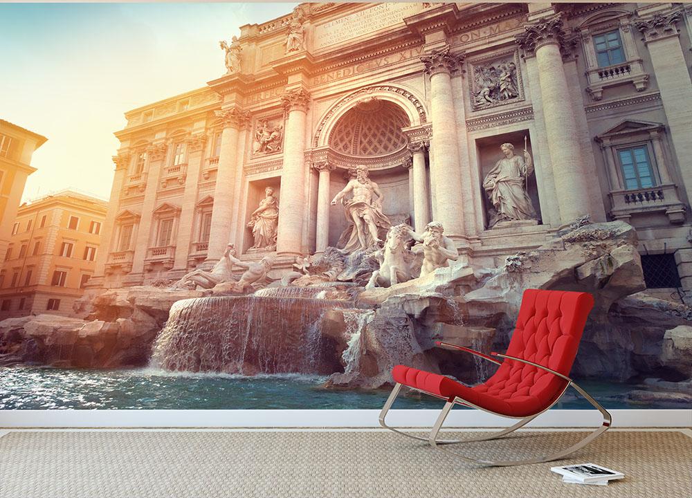 Trevi Fountain in Rome Italy Wall Mural Wallpaper - Canvas Art Rocks - 2