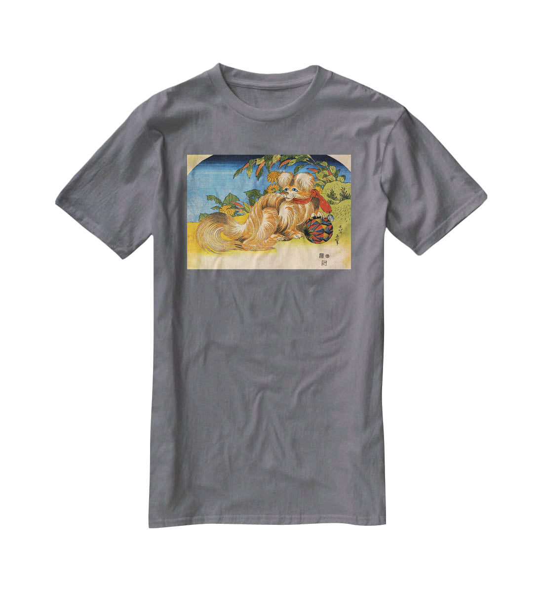 Tschin - the pet dog by Hokusai T-Shirt - Canvas Art Rocks - 3