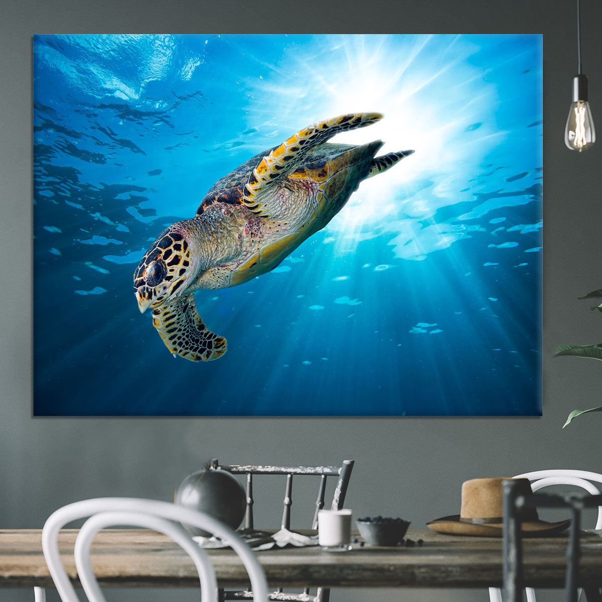 Turtle dive Canvas Print or Poster - Canvas Art Rocks - 3