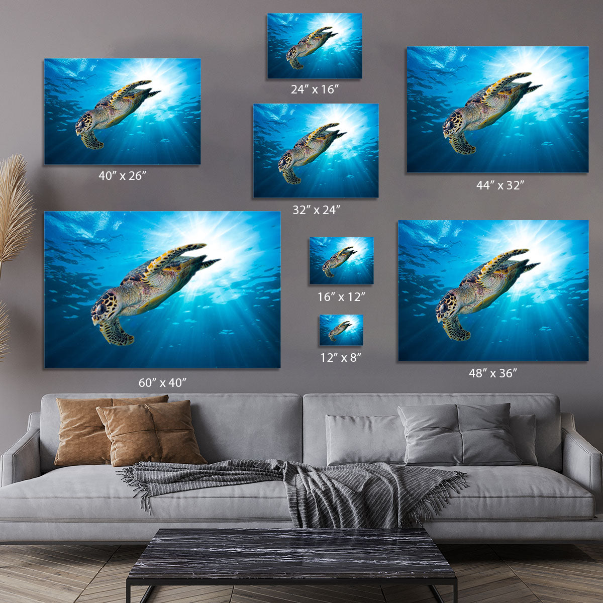 Turtle dive Canvas Print or Poster - Canvas Art Rocks - 7