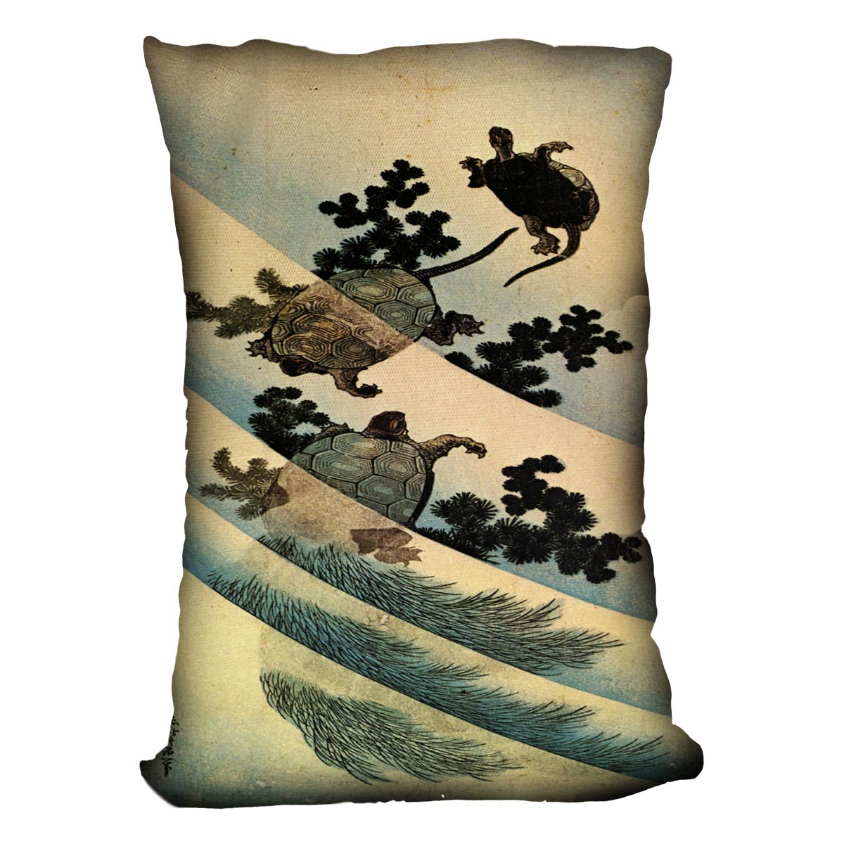 Turtles by Hokusai Cushion