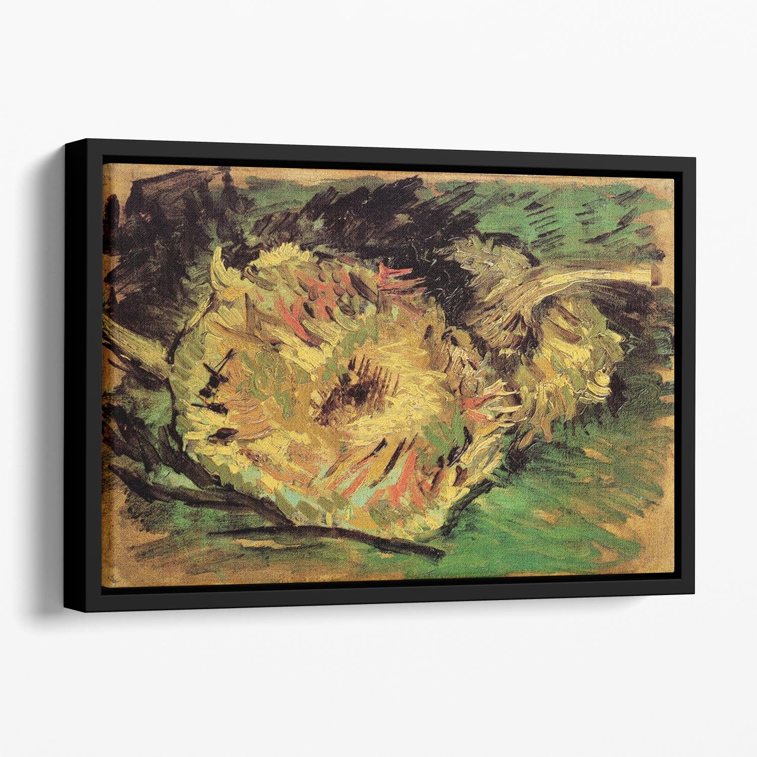 Two Cut Sunflowers by Van Gogh Floating Framed Canvas