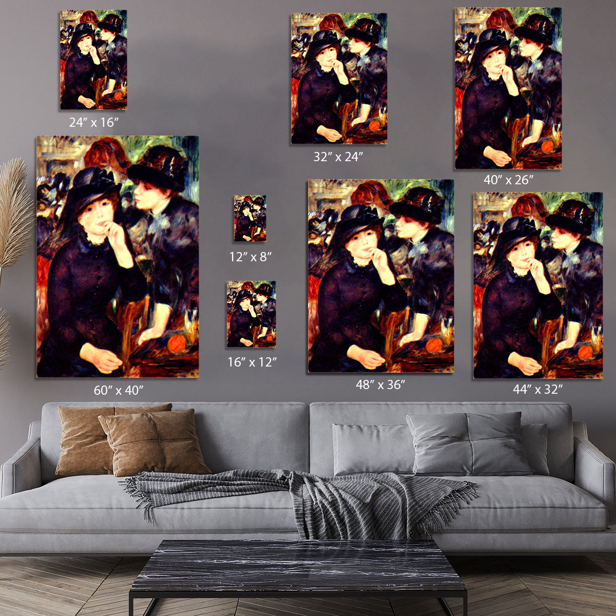 Two girls in black by Renoir Canvas Print or Poster - Canvas Art Rocks - 7
