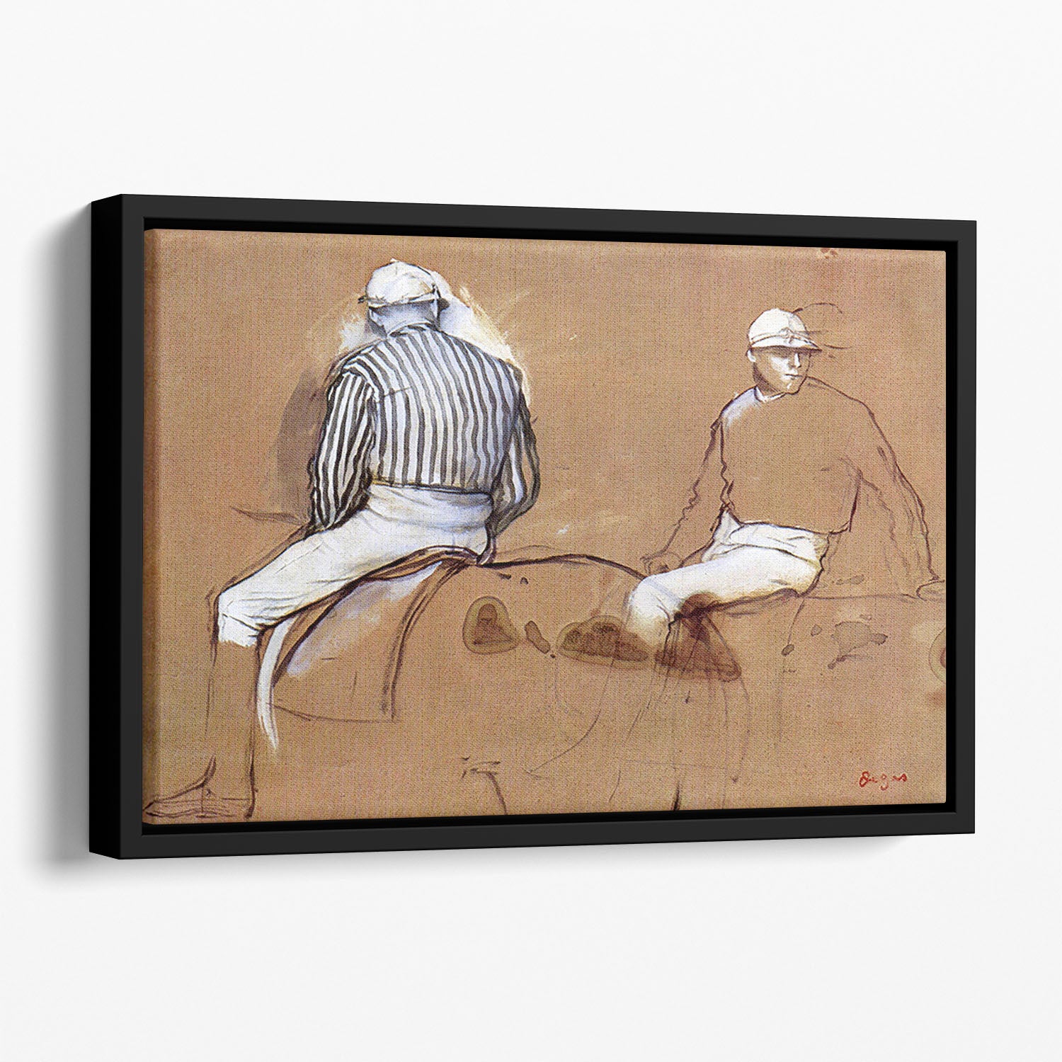 Two jockeys by Degas Floating Framed Canvas