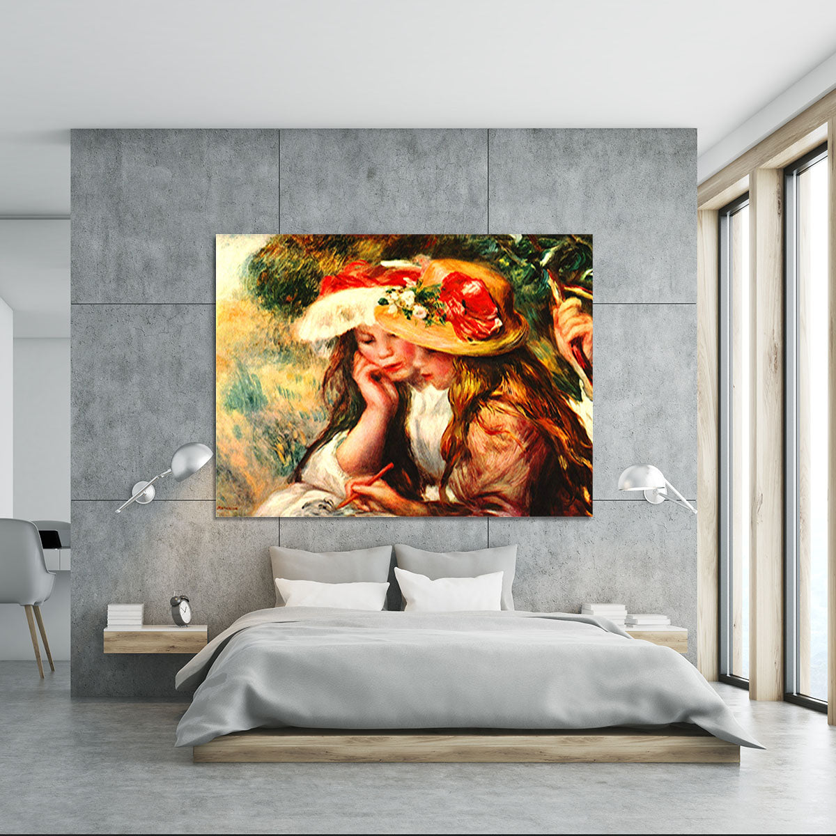 Two reading girls in a garden by Renoir Canvas Print or Poster - Canvas Art Rocks - 5