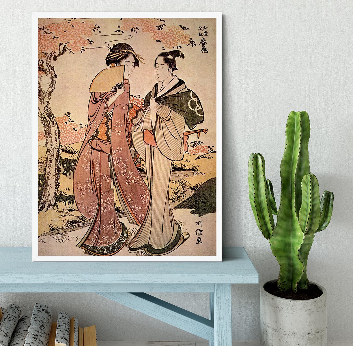 Two women by Hokusai Framed Print - Canvas Art Rocks -6