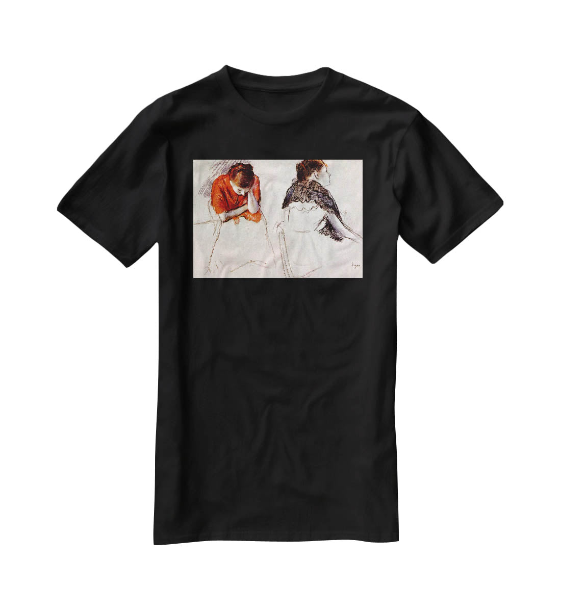 Two women seated by Degas T-Shirt - Canvas Art Rocks - 1