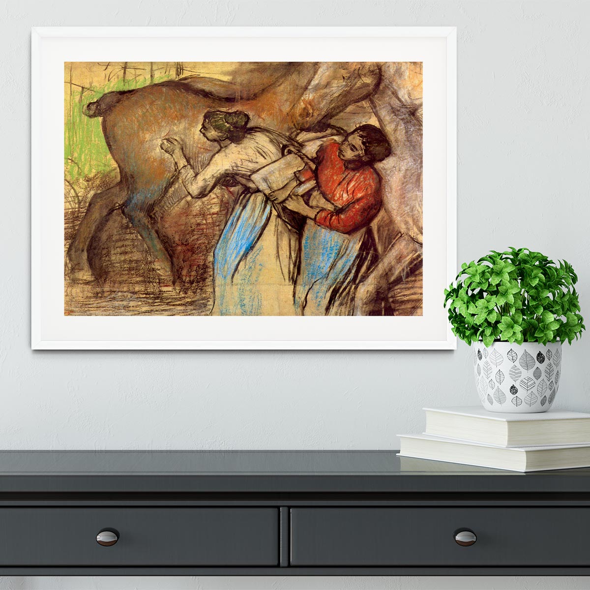 Two women washing horses by Degas Framed Print - Canvas Art Rocks - 5