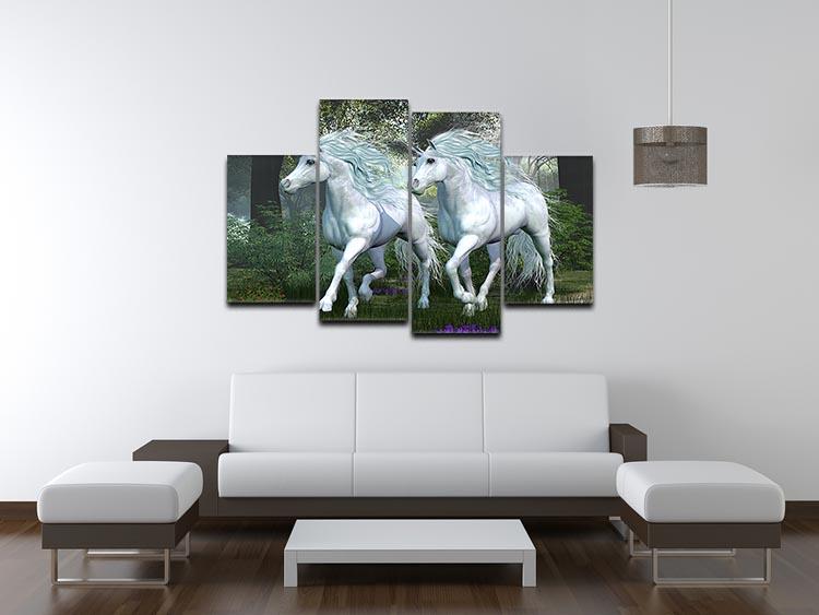 Unicorn Elm Forest 4 Split Panel Canvas - Canvas Art Rocks - 3