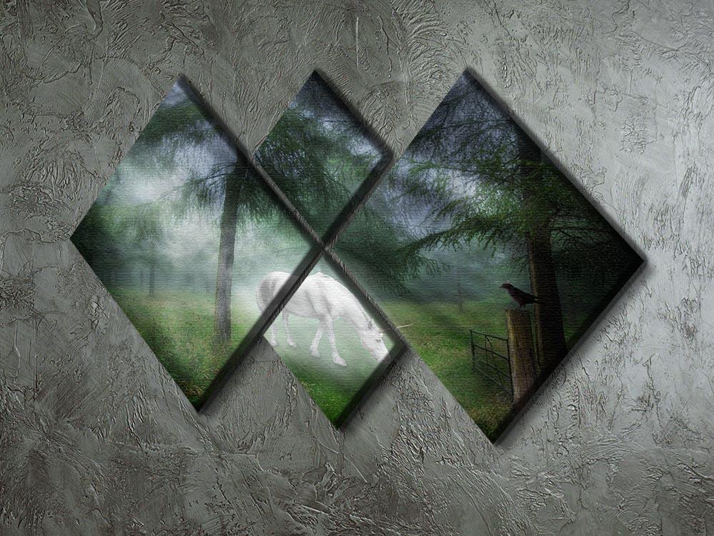 Unicorn in a magical forest 4 Square Multi Panel Canvas - Canvas Art Rocks - 2