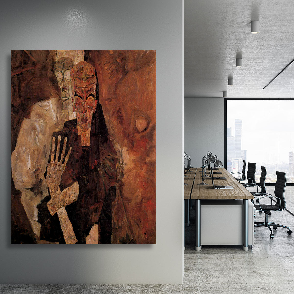 Unlicensed or even death and man by Egon Schiele Canvas Print or Poster - Canvas Art Rocks - 3