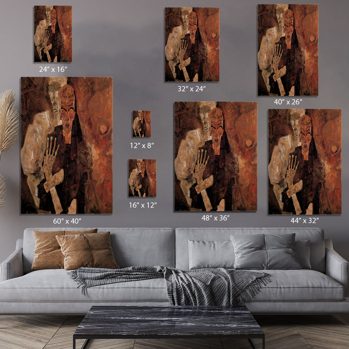 Unlicensed or even death and man by Egon Schiele Canvas Print or Poster - Canvas Art Rocks - 7