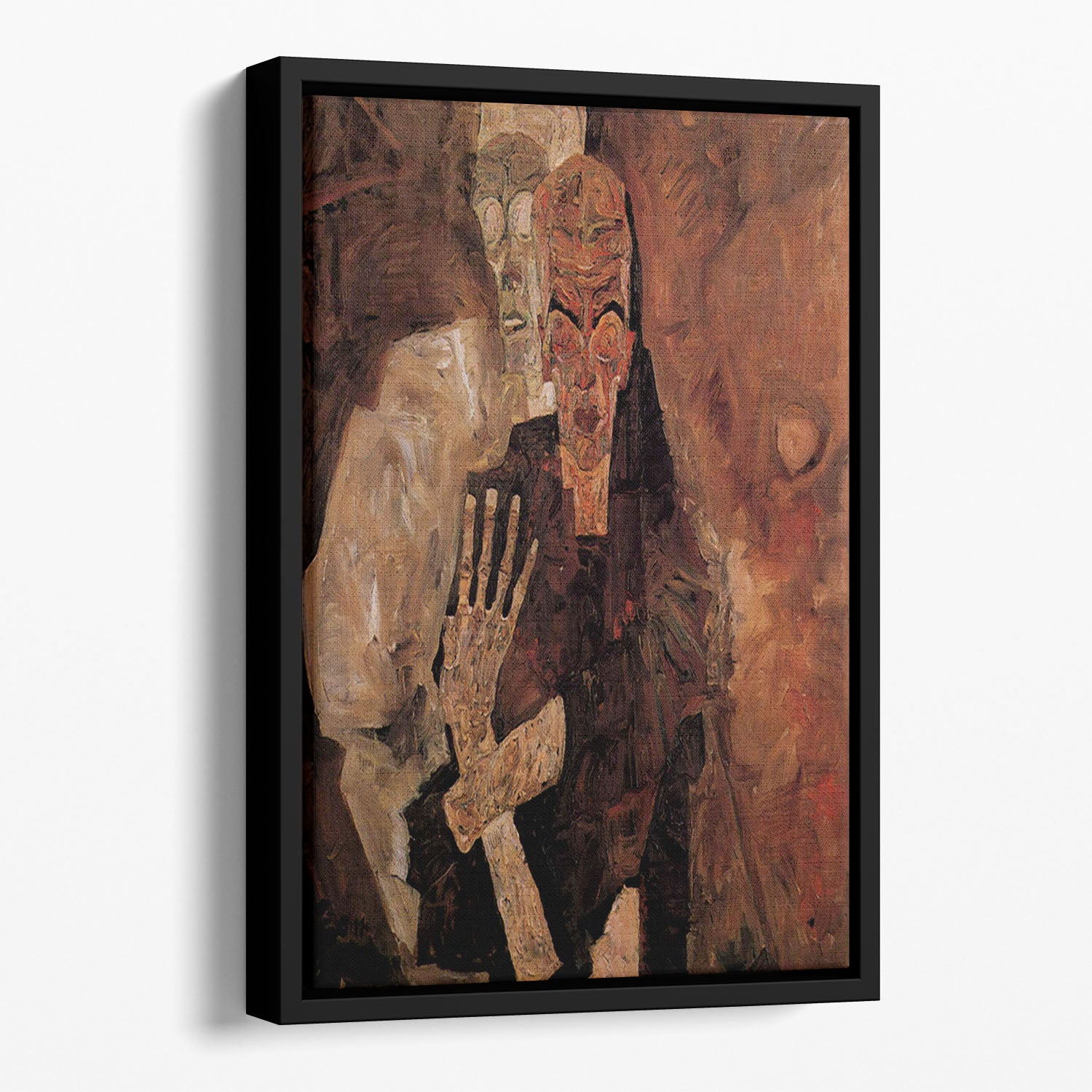 Unlicensed or even death and man by Egon Schiele Floating Framed Canvas