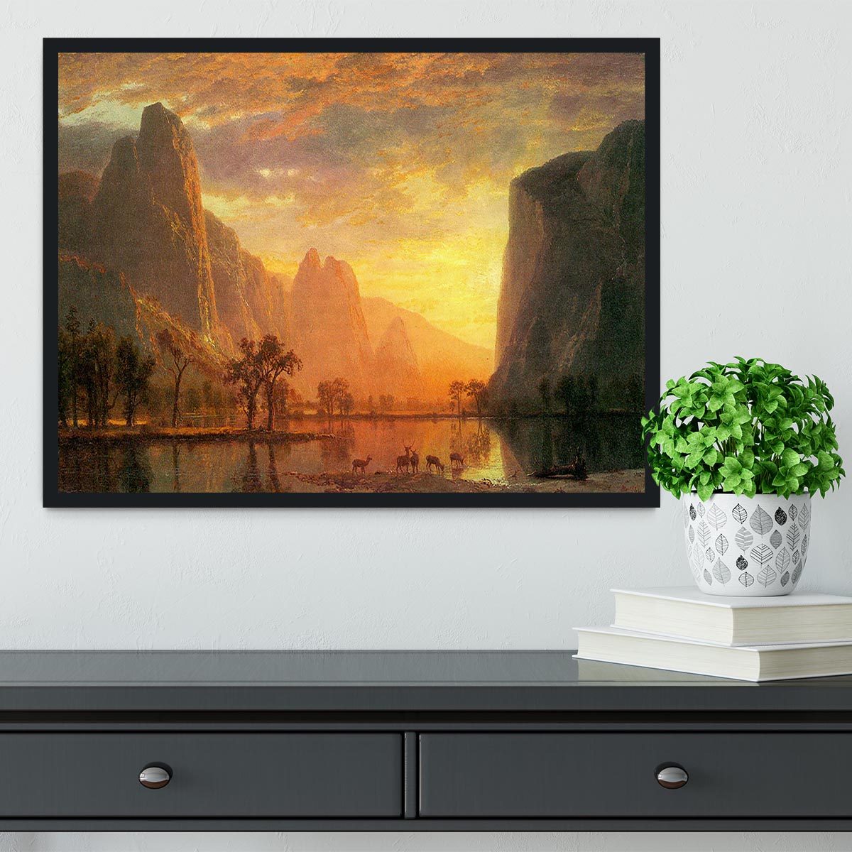 Valley in Yosemite by Bierstadt Framed Print - Canvas Art Rocks - 2