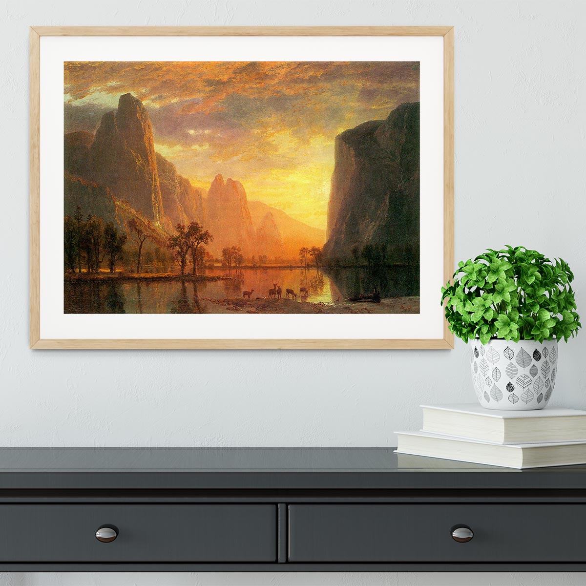 Valley in Yosemite by Bierstadt Framed Print - Canvas Art Rocks - 3