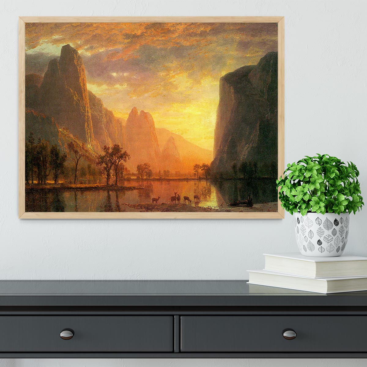 Valley in Yosemite by Bierstadt Framed Print - Canvas Art Rocks - 4