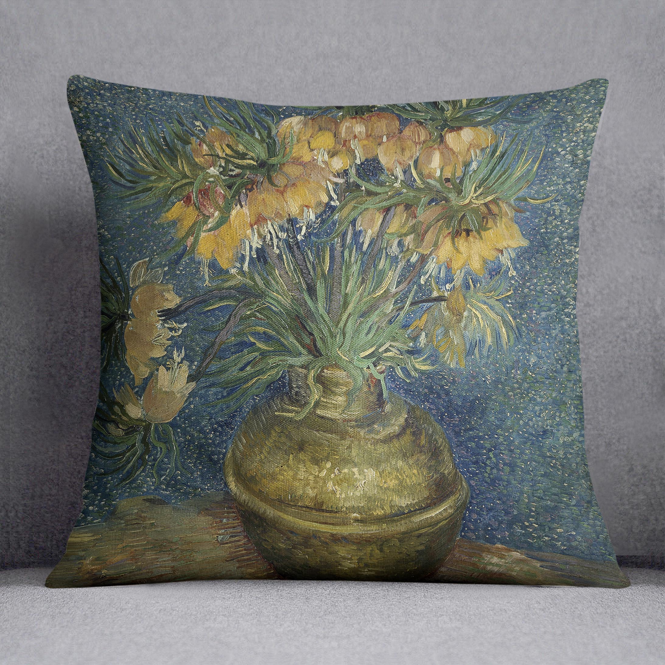 Van Gogh Fritillaries in a Copper Vase Cushion