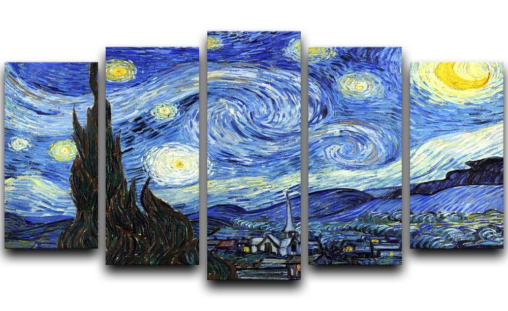 Van Gogh Starry Night 5 Split Panel Canvas - Canvas Art Rocks - 1