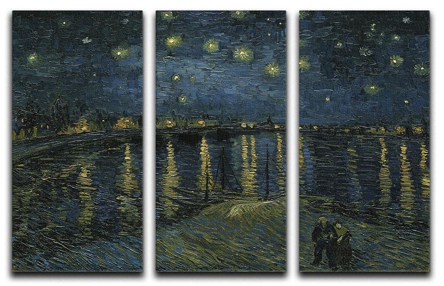Van Gogh Starry Night over the Rhone 3 Split Panel Canvas Print - Canvas Art Rocks - 4