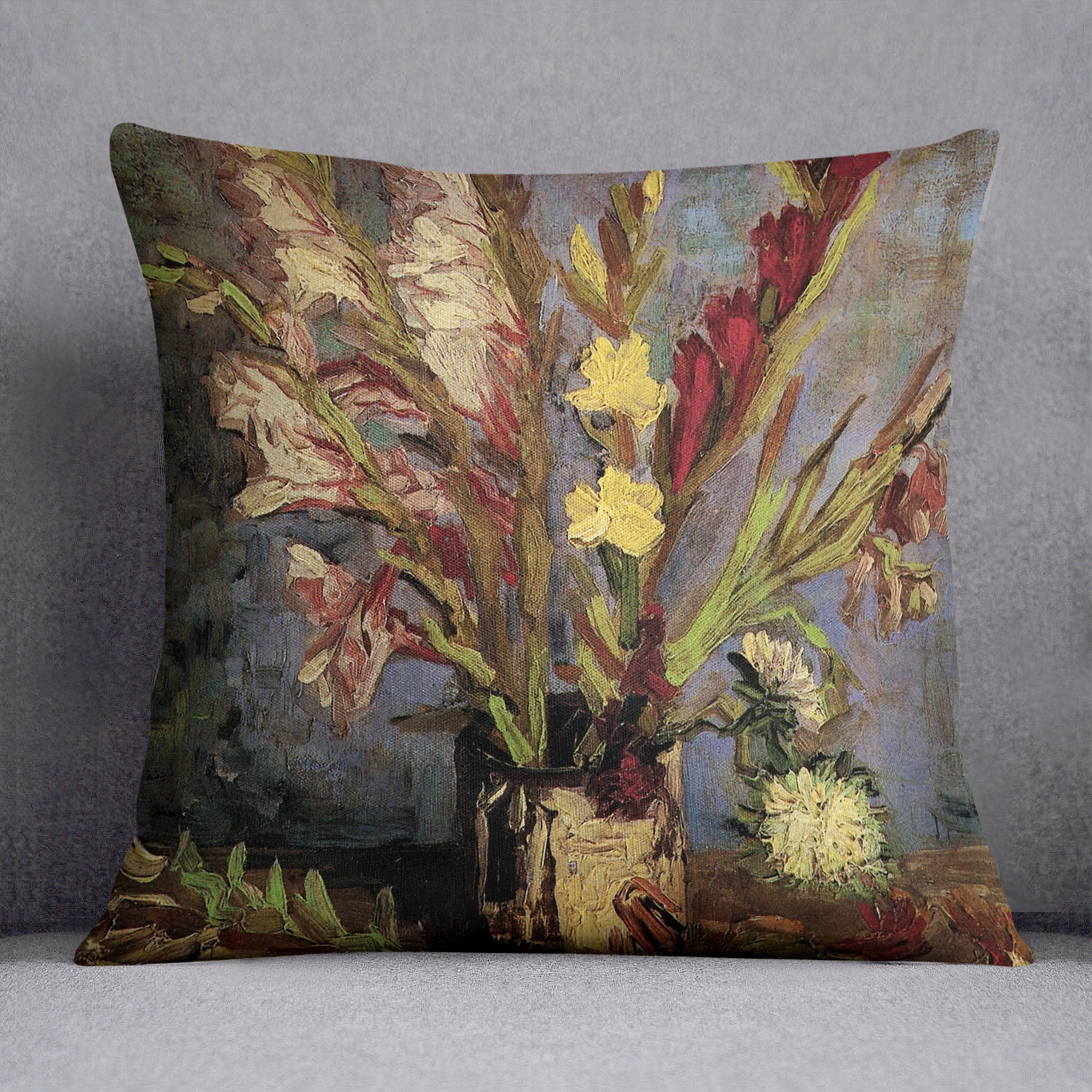 Vase with Gladioli 4 by Van Gogh Cushion