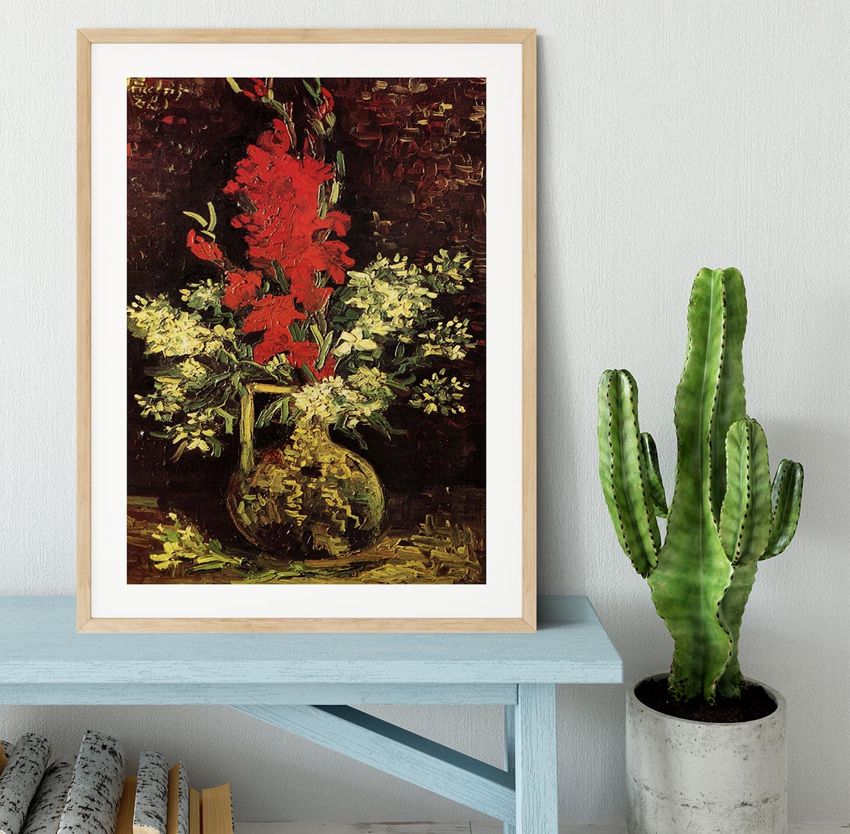 Vase with Gladioli and Carnations by Van Gogh Framed Print - Canvas Art Rocks - 3