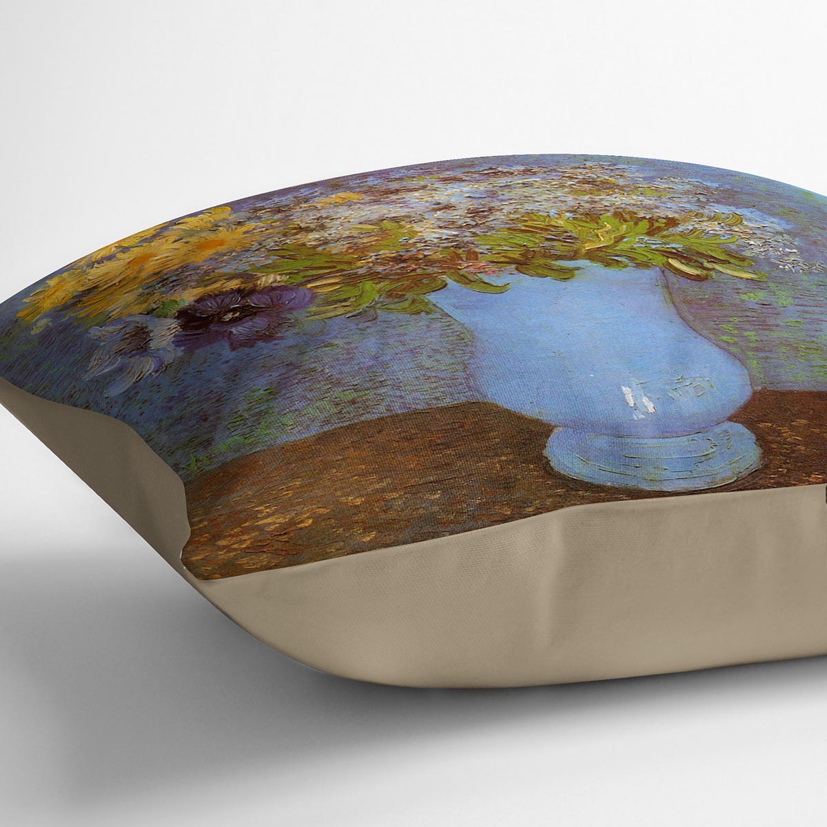 Vase with Lilacs Daisies and Anemones by Van Gogh Cushion