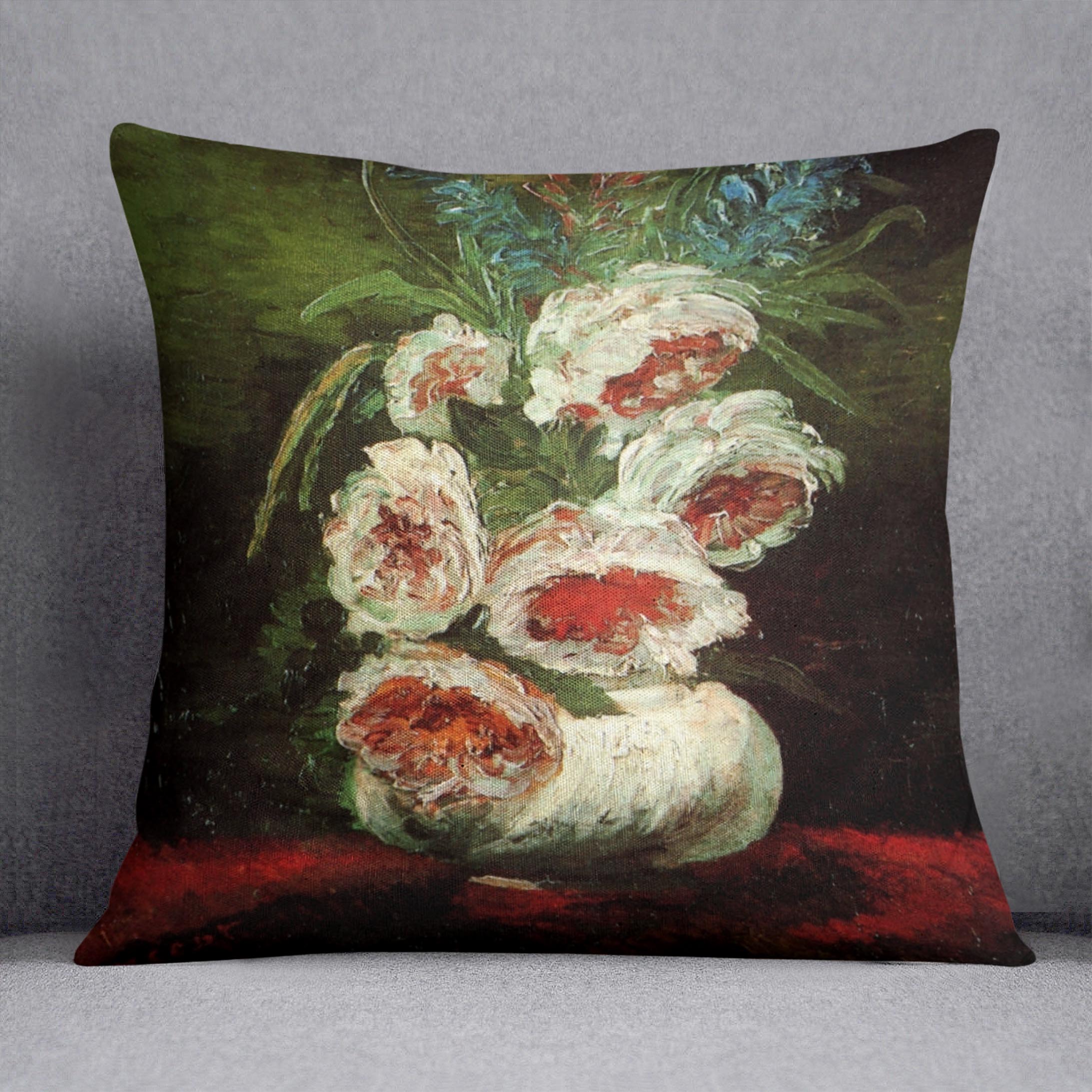 Vase with Peonies by Van Gogh Cushion