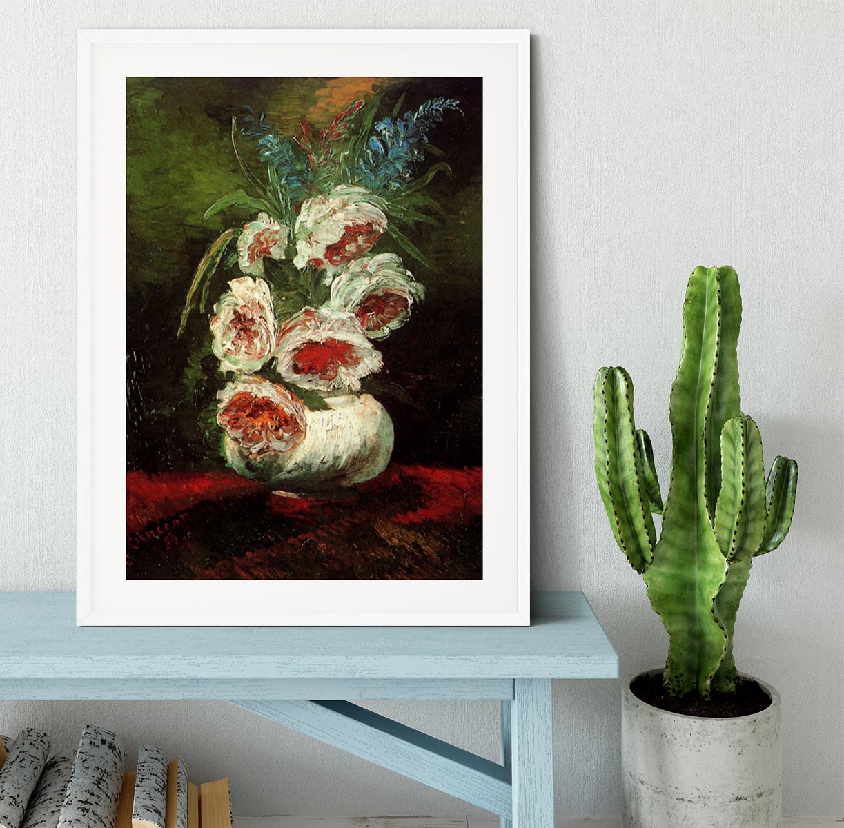Vase with Peonies by Van Gogh Framed Print - Canvas Art Rocks - 5