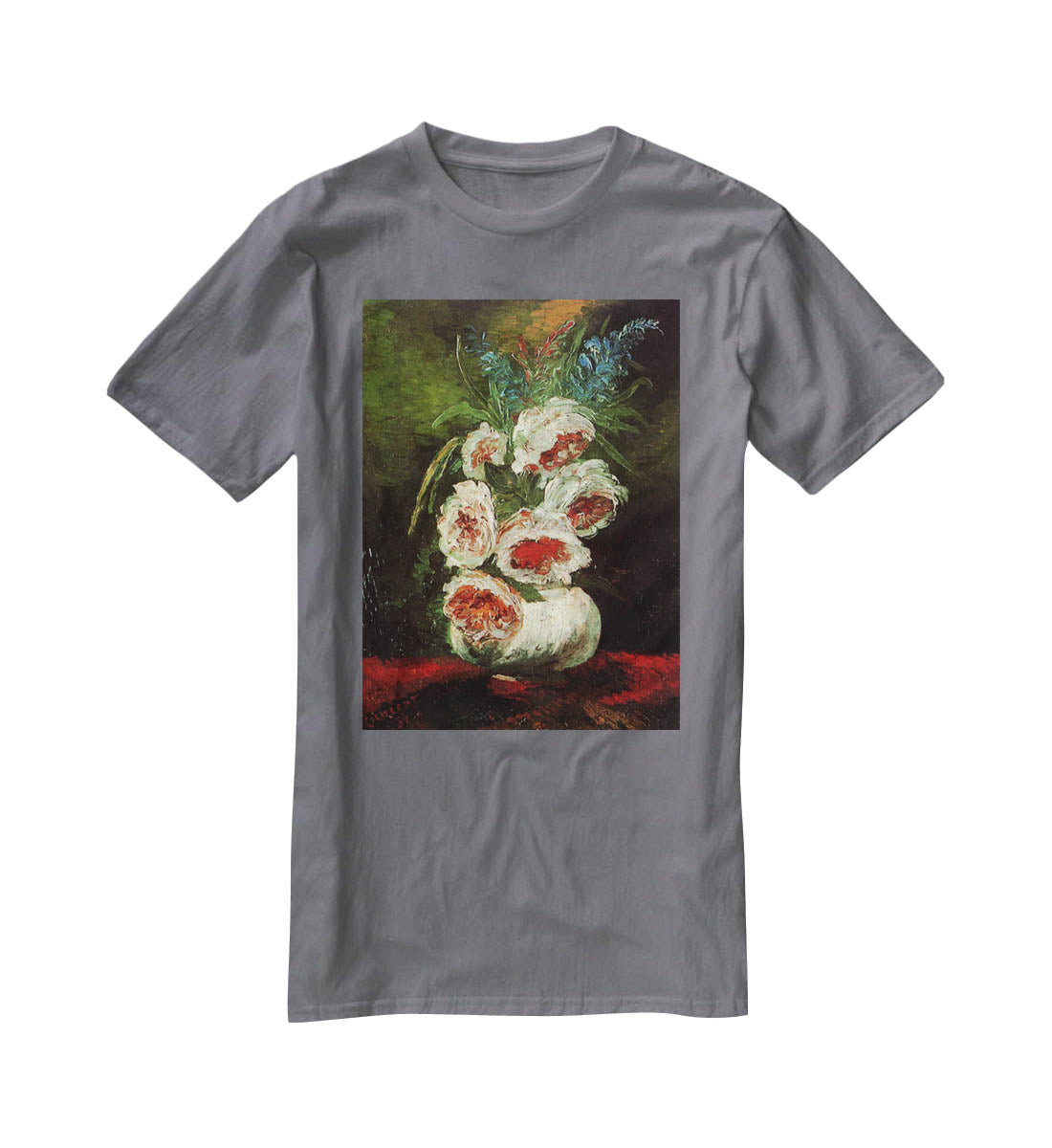 Vase with Peonies by Van Gogh T-Shirt - Canvas Art Rocks - 3