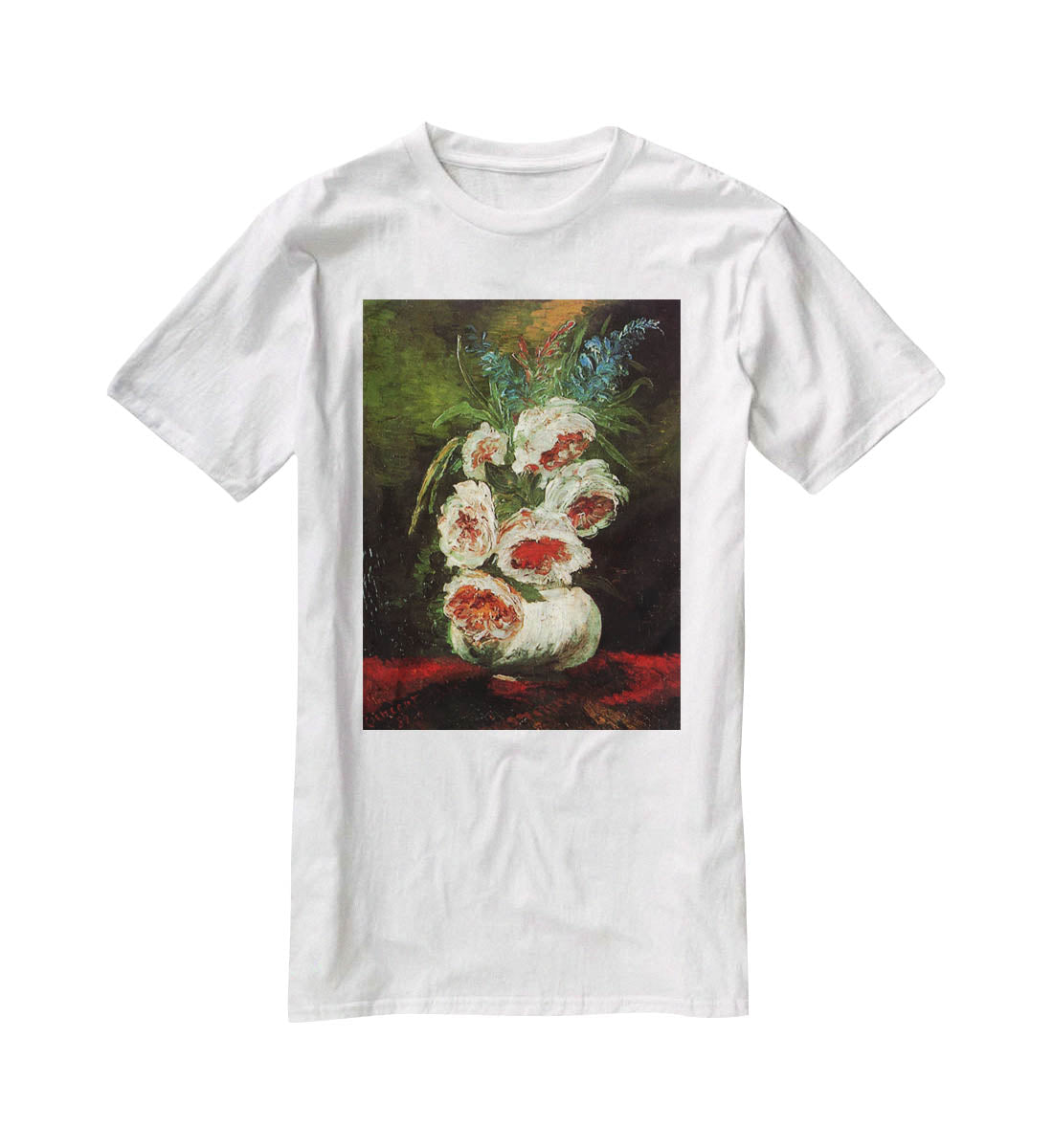 Vase with Peonies by Van Gogh T-Shirt - Canvas Art Rocks - 5