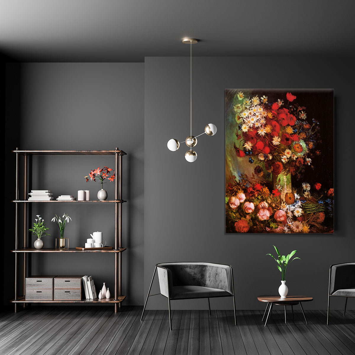 Vase with Poppies Cornflowers Peonies and Chrysanthemums by Van Gogh Canvas Print or Poster - Canvas Art Rocks - 5