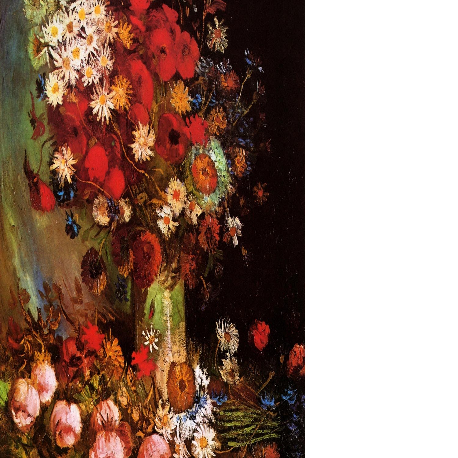 Vase with Poppies Cornflowers Peonies and Chrysanthemums by Van Gogh Floating Framed Canvas