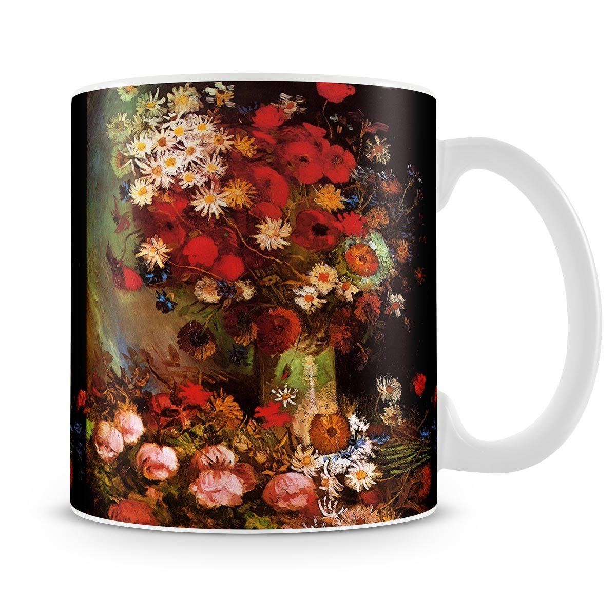 Vase with Poppies Cornflowers Peonies and Chrysanthemums by Van Gogh Mug - Canvas Art Rocks - 4