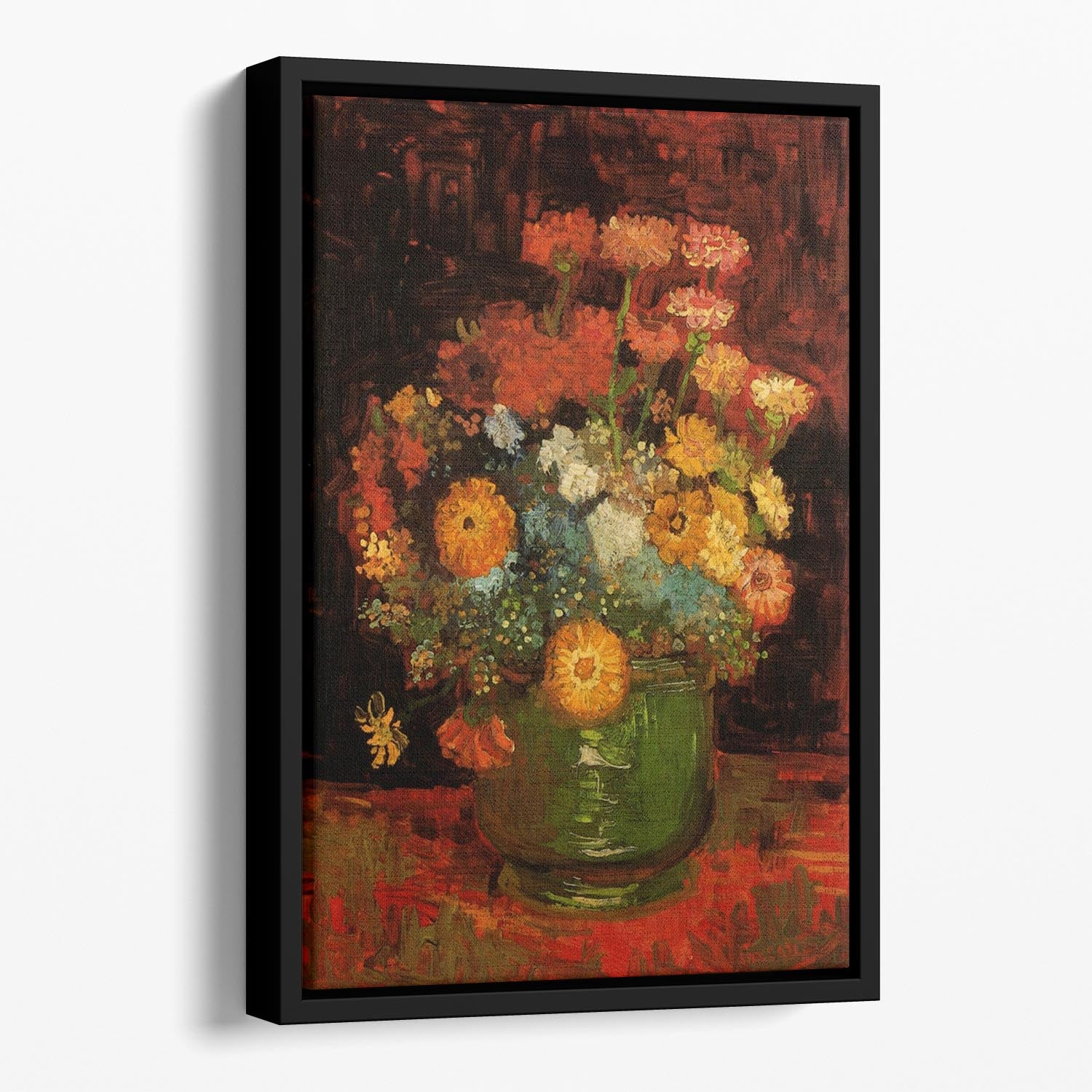 Vase with Zinnias by Van Gogh Floating Framed Canvas