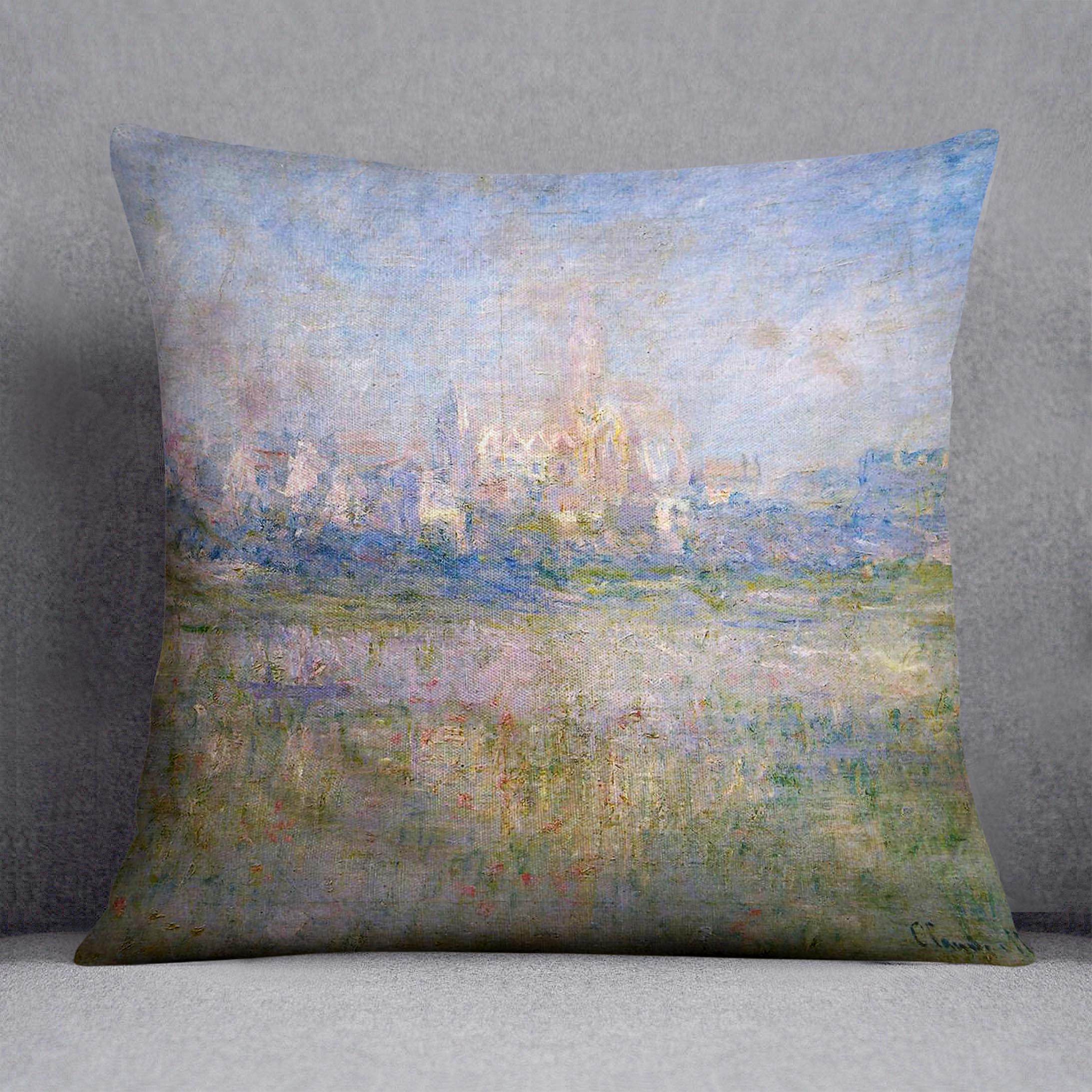 Vctheuil in the fog by Monet Cushion