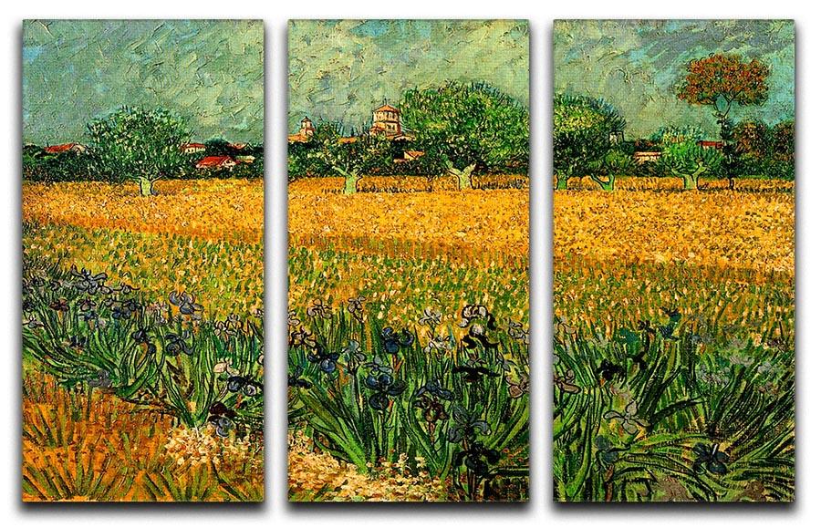 View of Arles with Irises in the Foreground by Van Gogh 3 Split Panel Canvas Print - Canvas Art Rocks - 4