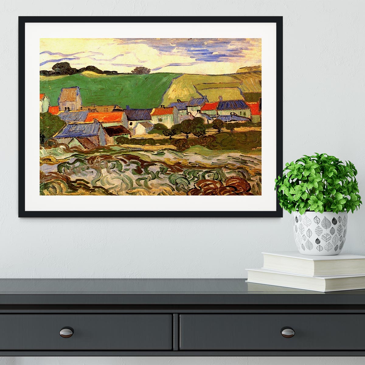 View of Auvers by Van Gogh Framed Print - Canvas Art Rocks - 1
