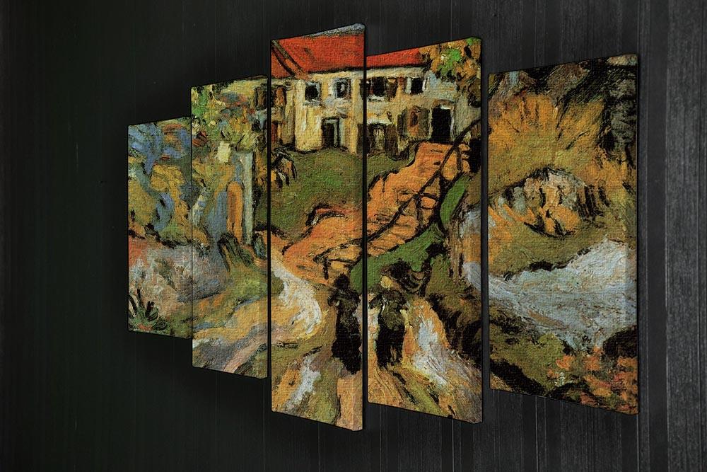 Village Street and Steps in Auvers with Two Figures by Van Gogh 5 Split Panel Canvas - Canvas Art Rocks - 2