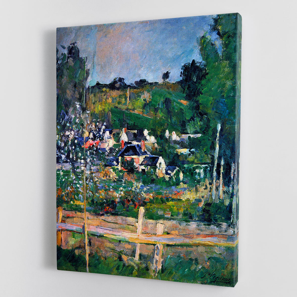 Village behind the view of Auvers-sur-Oise The Fence by Cezanne Canvas Print or Poster - Canvas Art Rocks - 1