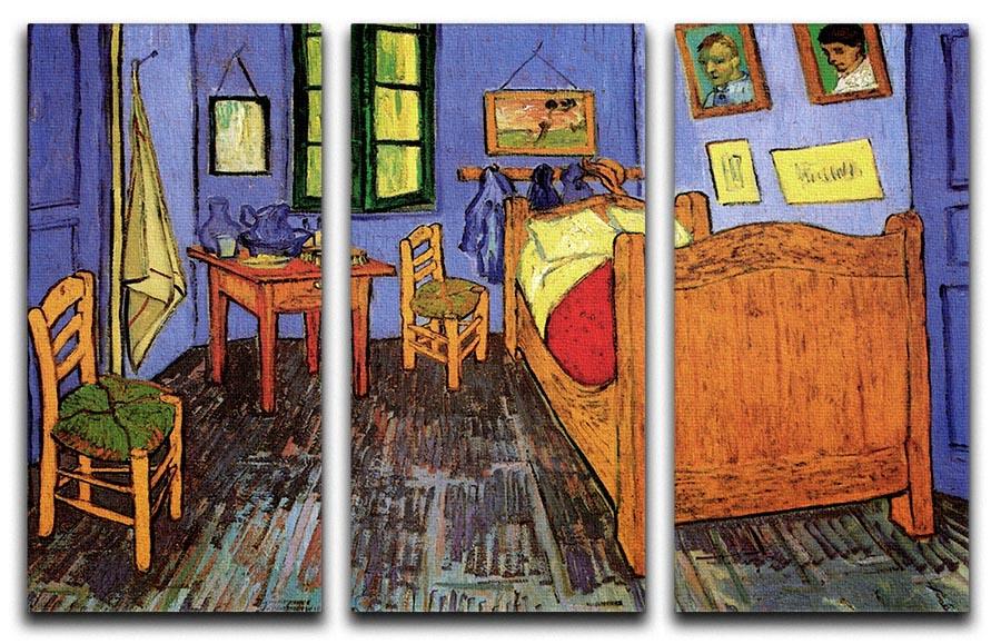 Vincent's Bedroom in Arles by Van Gogh 3 Split Panel Canvas Print - Canvas Art Rocks - 4