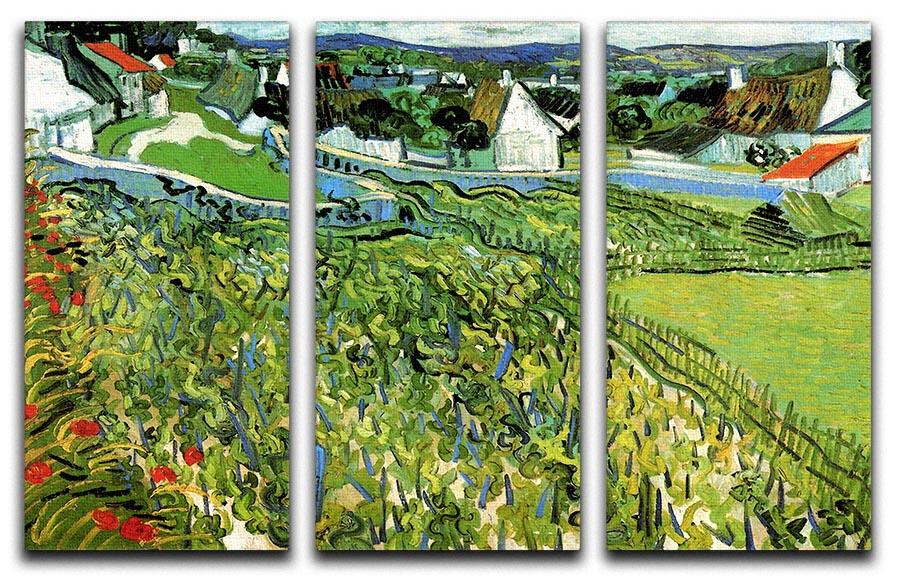 Vineyards with a View of Auvers by Van Gogh 3 Split Panel Canvas Print - Canvas Art Rocks - 4