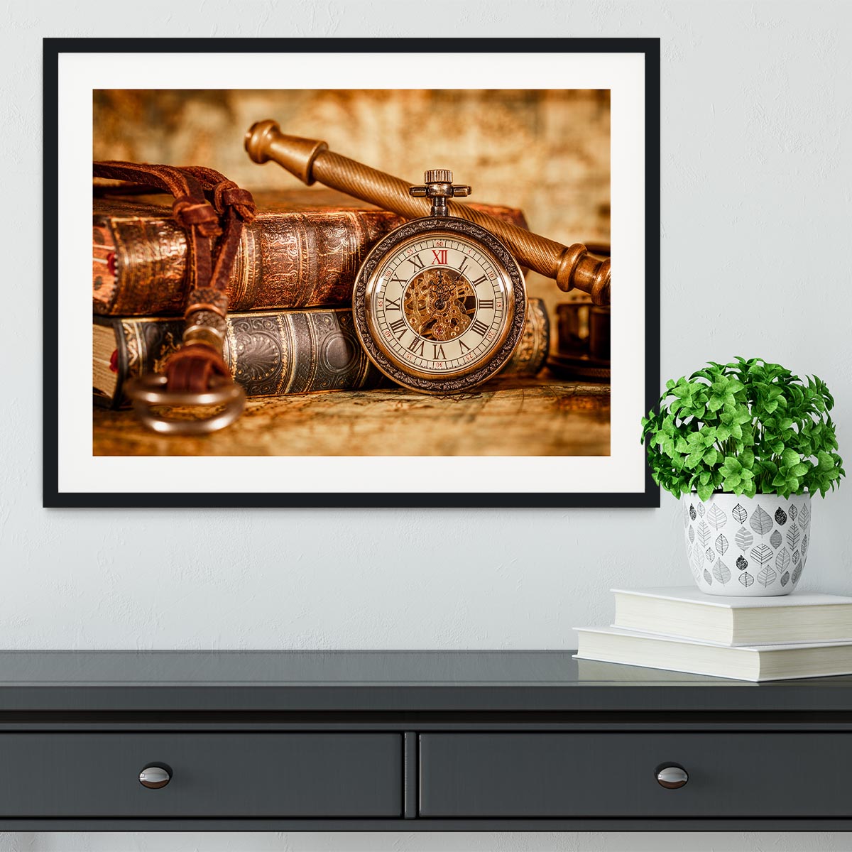 Vintage Antique pocket watch Framed Print - Canvas Art Rocks - 1