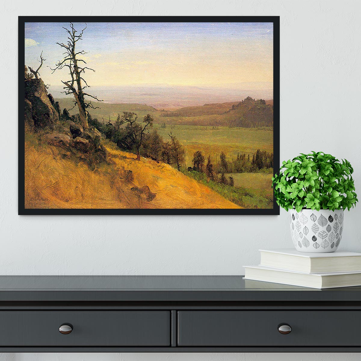 Wasatch Mountains Nebraska by Bierstadt Framed Print - Canvas Art Rocks - 2
