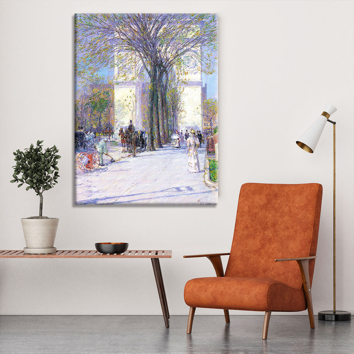 Washington triumphal arch in spring by Hassam Canvas Print or Poster - Canvas Art Rocks - 6