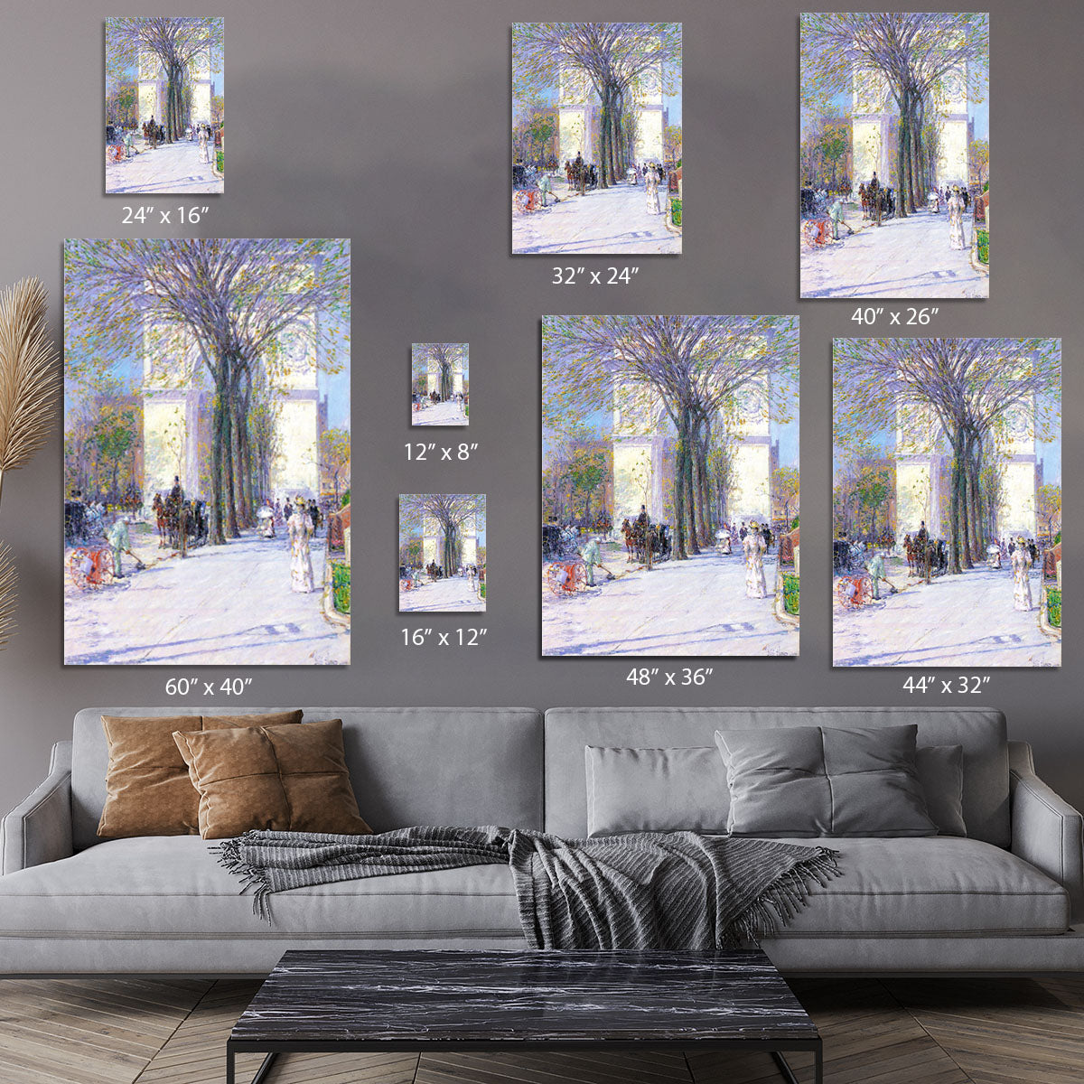 Washington triumphal arch in spring by Hassam Canvas Print or Poster - Canvas Art Rocks - 7