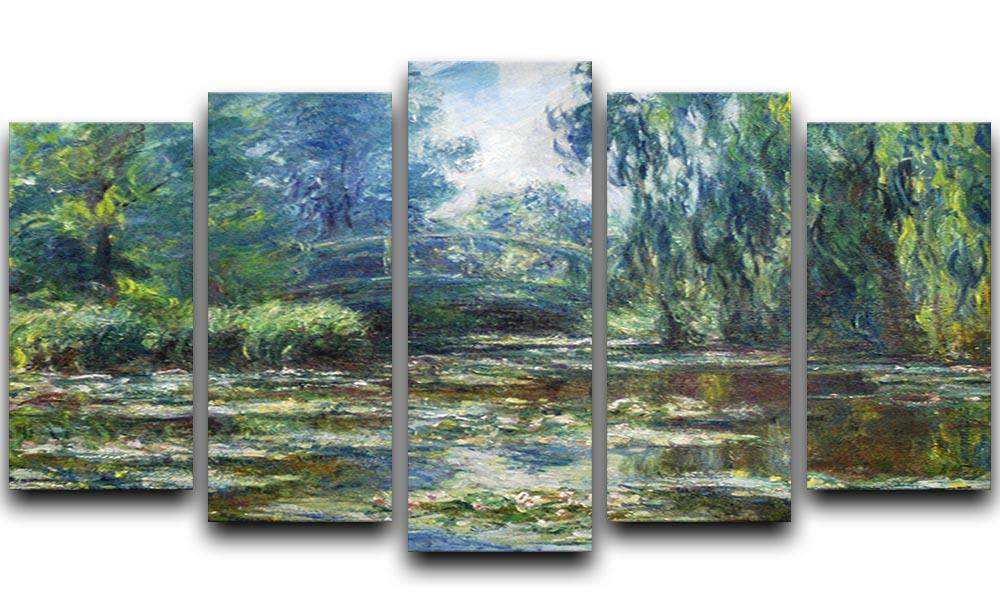 Water Lillies in Monets Garden by Monet 5 Split Panel Canvas - Canvas Art Rocks - 1