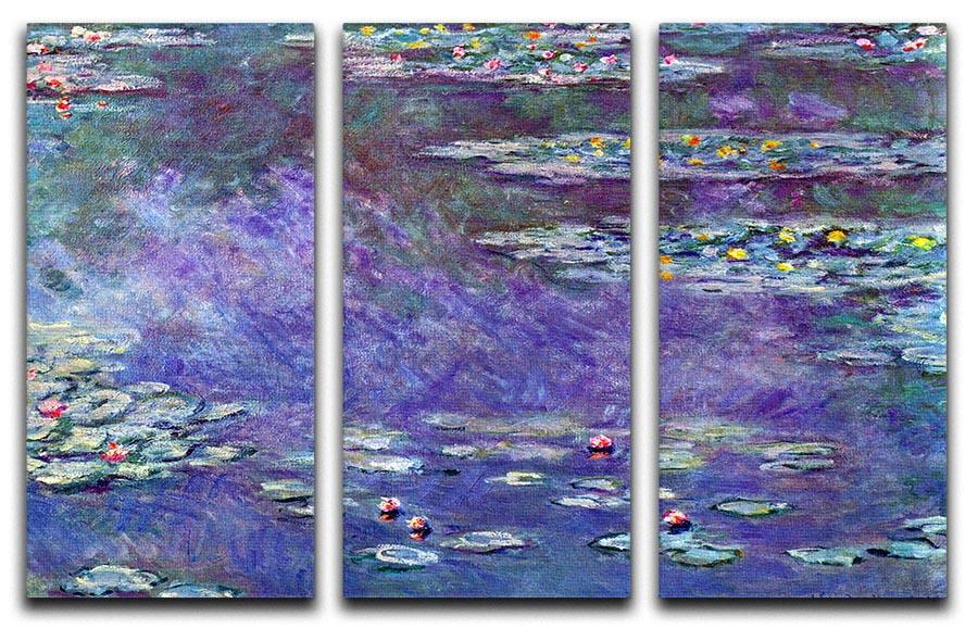 Water Lily Pond 3 by Monet Split Panel Canvas Print - Canvas Art Rocks - 4