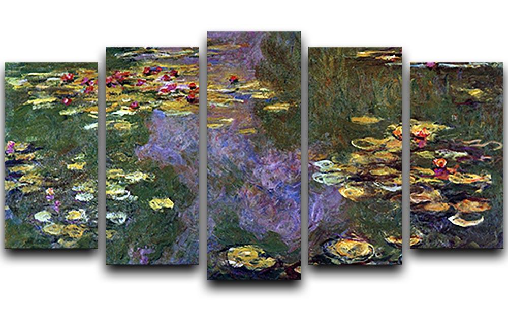 Water Lily Pond Giverny by Monet 5 Split Panel Canvas - Canvas Art Rocks - 1