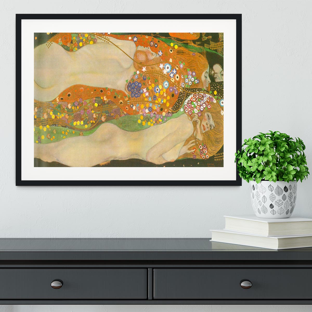 Water snakes friends II by Klimt Framed Print - Canvas Art Rocks - 1