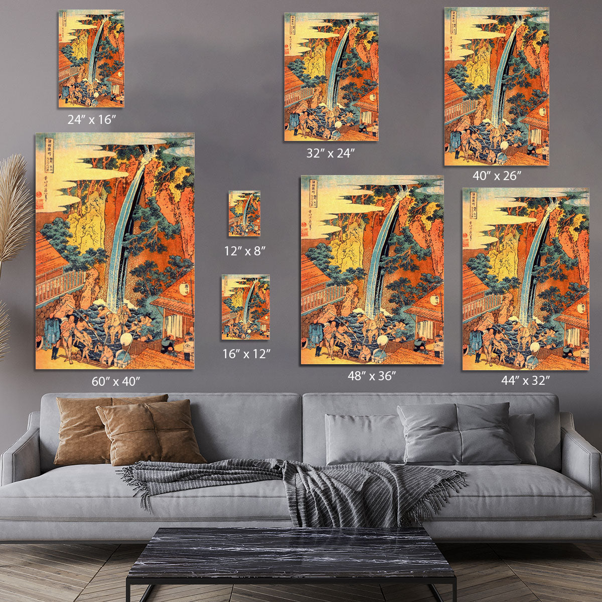 Waterfalls in all provinces 2 by Hokusai Canvas Print or Poster - Canvas Art Rocks - 7